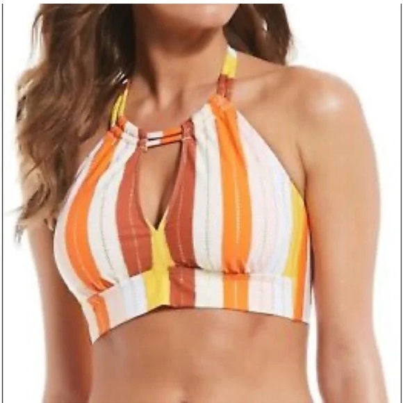 Gibson *Latimer 2 piece bikini swimsuit Stripe mod retro mid rise boho XS - Picture 3 of 8